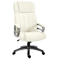 Vinsetto® Massagebürostuhl Drehstuhl höhenverstellbar Chefsessel Massagesessel Cremeweiß(m-1)