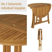 Stół składany stolik ogrodowy drewniany z otworem na parasol akacja naturalny ø90 x 78 cm Outsunny(m-4)