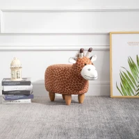 HOMCOM Tierhocker, Dekohocker, Polsterhocker, Sitzhocker, Sitzbank mit Tier-Design, für Wohnzimmer, Gifaffe Fußbank, 68 x 33,5 x 54 cm(m-1)