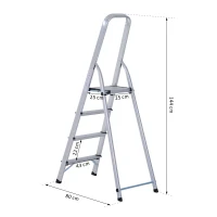 HOMCOM Stehleiter Aluleiter Klapptritt Trittleiter Haushaltsleiter Leiter Stufenleiter 4 – 5 Stufen (4 Stufen)(m-3)