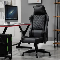Vinsetto® Ergonomischer Gaming Stuhl Bürostuhl mit Wippfunktion höhenverstellbar Schwarz(m-2)