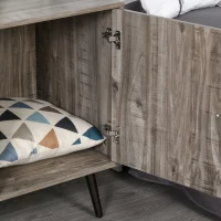 HOMCOM Sideboard Kommode Beistellschrank Bücherschrank Standschrank mit Tür und 3 Schubladen, Kiefer, Graue Holzmaserung, 102 x 50 x 76,5 cm(m-9)