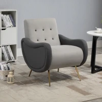 HOMCOM Einzelsessel Relaxsessel Einzelstuhl mit Tufting Eisenfüße Polyester Staumstoff Braun Grau 72 x 81 x 86 cm(m-2)