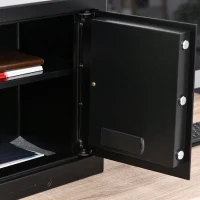 HOMCOM Safe, Tresor, Möbeltresor, mit Elektronikschloss, Stahl, Schwarz+Silber, 38 x 31 x 42,7 cm(m-11)