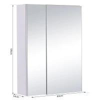 HOMCOM Wall mounted Bathroom Mirror Storage Cabinet Double Doors Stainless Steel 430mm (W)(m-3)