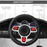 HOMCOM Kinderauto Elektroauto Kinderfahrzeug Kinderwagen mit Fernbedienung Weiß L115 x B65 x H50 cm(m-6)