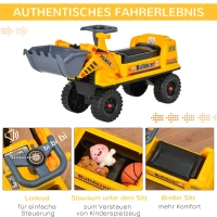 HOMCOM stoel graafmachine voor kinderen glijbaan auto zand speelgoed glijbaan voertuig voor kinderen 2-3 jaar PP plastic ABS geel + zwart + grijs 70 x 26 x 37 cm(m-7)