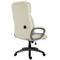 Vinsetto® Massagebürostuhl Drehstuhl höhenverstellbar Chefsessel Massagesessel Cremeweiß(m-7)