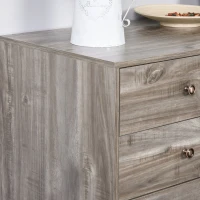 HOMCOM Sideboard Kommode Beistellschrank Bücherschrank Standschrank mit Tür und 3 Schubladen, Kiefer, Graue Holzmaserung, 102 x 50 x 76,5 cm(m-8)