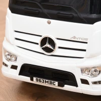 HOMCOM jeździk autko jeździk dziecięcy pojazd dziecięcy na licencji Mercedes w stylu ciężarówki ANTOS ze światłami dla dzieci w wieku od 12 do 36 miesięcy metal tworzywo sztuczne PP kolor biały + czarny 62,5x28,5x45 cm(m-8)