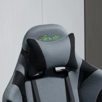 Vinsetto Gaming Stuhl Ergonomischer Bürostuhl Computerstuhl Drehstuhl mit Kissen und Rückenlehne verstellbar Schaumstoff Spandex-Gewebe Schwarz+Dunkelgrau 70 x 75 x 124-132 cm(m-8)