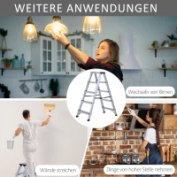 HOMCOM Trittleiter mit 5 Stufen | Aluminium | Rutschfest | 88 x 45 x 103 cm(m-6)
