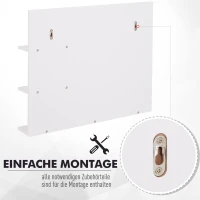 kleankin Elegante Badkamerspiegel met 3 Handige Planken van Wit MDF(m-5)