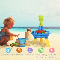 HOMCOM Kinderspeeltafel zandbaktafel met 21 stuks. Accessoires educatief speelgoed 3 jaar PP(m-4)