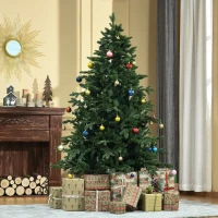 HOMCOM kunstkerstboom 1,8 m kerstboom dennenboom PVC PE metaal groen Ø 90 x 180 cm(m-2)