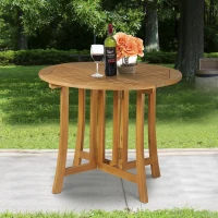 Stół składany stolik ogrodowy drewniany z otworem na parasol akacja naturalny ø90 x 78 cm Outsunny(m-2)
