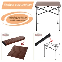 Outsunny campingtafel met houtnerf, klaptafel, picknicktafel, aluminium legering, donkerbruin, 70 x 70 x 70 cm houtnerf klaptafel picknicktafel aluminium legering donkerbruin | Aosom.nl(m-4)