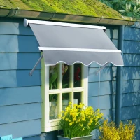 Outsunny Alu Markise Balkonmarkise Klemmmarkise Fallarmmarkise Fenster Sonnenschutz Grau120 x 70 cm(m-2)