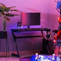 Biurko komputerowe stół gamingowy stół pod komputer ergonomiczny stal MDF czarny(m-2)