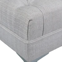 HOMCOM Polsterbank Sitzbank Truhenbank Lounge Retro, Leinen+Metall, Grau, L108xB44xH44cm(m-8)