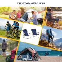 Outsunny 2-er Set Campingstuhl Klappstuhl Gartenstuhl mit Armlehnen Strand Balkon faltbar Metall Oxfordstoff Blau 69 x 62 x 73,5 cm(m-7)