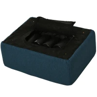 HOMCOM Sitzhocker Hocker mit Leinenoptik Moderner Fußhocker Polsterhocker Ottomane für Schlafzimmer, Wohnzimmer, Dunkelblau(m-7)