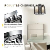 HOMCOM Lampa sufitowa vintage 2 oprawki E27 lampa sufitowa 40 W czarna(m-5)