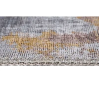 Homcom Teppich pfegeleicht Kurzflor Grau-Gelb 290 x 200 x 0,7 cm(m-2)