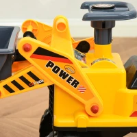 HOMCOM stoel graafmachine voor kinderen glijbaan auto zand speelgoed glijbaan voertuig voor kinderen 2-3 jaar PP plastic ABS geel + zwart + grijs 70 x 26 x 37 cm(m-9)