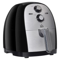 HOMCOM Luftfritteuse Frittierkorb 5L 1700W Heißluftfritteuse zum Frittieren Grillen Braten Backen ohne Fett PP Aluminium Silber+Schwarz 38,5 x 30,7 x 33,1 cm(m-1)