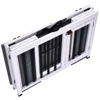 PawHut Transportbox klappbar herausnehmbare Bodenwanne Hunde bis 15 kg Tannenholz weiß + grau(m-7)