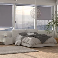 Outsunny Roleta z korbką ręczną Roleta okienna montaż ścienny/dachowy UV50+ aluminium szary 100 x 140 m(m-2)