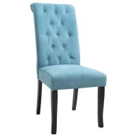 HOMCOM Luxus Esszimmerstuhl, gepolstert und getuftet, Kautschuk, Leinen(m-1)