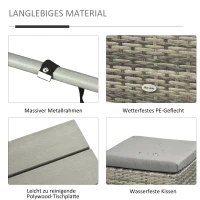 Zestaw wypoczynkowy z polirattanu 4 części Zestaw ogrodowy podwójna sofa z taboretem stół Outsunny®(m-4)