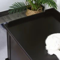 PawHut Katzenschrank Katzentoilette Katzenklo Katzenhaus Katzenbett mit magnetischen Türen verstellbaren Trennwände MDF Kurzplüsch Braun 74 x 54 x 53 cm(m-9)