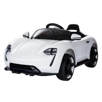 HOMCOM Kinderauto Elektroauto Kinderfahrzeug Kinderwagen mit Fernbedienung Weiß L115 x B65 x H50 cm(m-1)