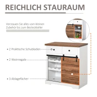 Szafka kuchenna kredens z 2 szufladami półkami na wino drzwiami przesuwnymi w stylu rustykalnym(m-4)