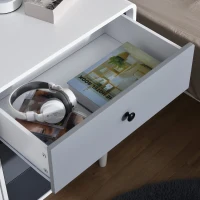 HOMCOM Kleiderschrank mit Nachttisch 2-in-1 Schrank mit Stange Schublade für Wohnzimmer Schlafzimmer MDF Holz Weiß+Grau 100 x 45 x 155 cm(m-7)
