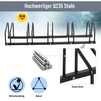 HOMCOM fietsstandaard 5/6 fietsen fietsenrek fietsen fietsrek zwart(m-6)