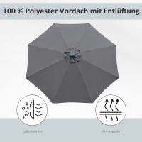 Parasol z oświetleniem solarnym LED stal aluminium poliester szary Ø266 x wys. 245 cm(m-7)