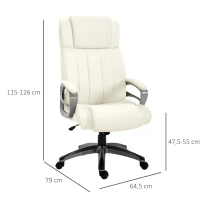 Vinsetto® Massagebürostuhl Drehstuhl höhenverstellbar Chefsessel Massagesessel Cremeweiß(m-3)