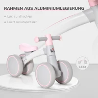 HOMCOM Kinder Laufrad Lauffahrrad Balance Bike ab 1 Jahr Baby Rutschrad mit TPU-Rädern keine Schrauben Geschenke für Jungen/Mädchen Kleinkind Spielzeug Rosa+Grau 60 x 24 x 37 cm(m-7)