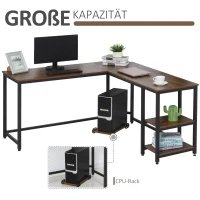 Biurko komputerowe L-kształtne biurko narożne MDF+stal 150x150x76cm HOMCOM®(m-5)