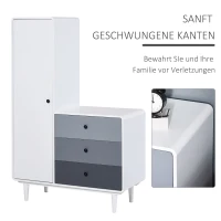 HOMCOM Kleiderschrank mit Nachttisch 2-in-1 Schrank mit Stange Schublade für Wohnzimmer Schlafzimmer MDF Holz Weiß+Grau 100 x 45 x 155 cm(m-4)