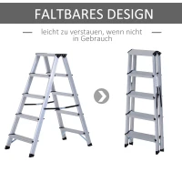 HOMCOM Trittleiter mit 5 Stufen | Aluminium | Rutschfest | 88 x 45 x 103 cm(m-4)