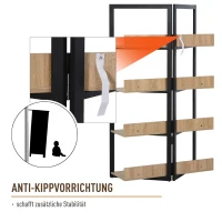 HOMCOM Bücherregal, 4-lagiges Design Wohnzimmerregal, Standregal, Spielzeugregal mit Anti-Kippvorrichtung, Melaminoberfläche, E1-Spanplatte+Stahl, Schwarz+Eichefarbe, 90 x 39 x 160 cm(m-4)