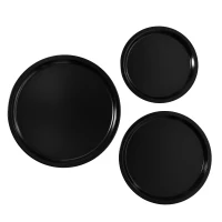 HOMCOM set van 3 bijzettafel met opbergruimte nachtkastje decoratieve salontafel met afneembaar deksel mandtafel koffietafel staal zwart Ø 43 x 44,5 cm / Ø 35 x 39,5 cm / Ø 30 x 35,5 cm(m-7)