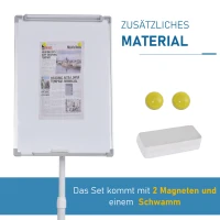 Vinsetto Whiteboard mit 360° Rollen, Magnetisch Flipchart Staffelei, Trocken Abwischbar, Höhenverstellbar, Mit Stiftablage, Magnete, Radiergummi, Alu-Legierung 92 x 62 x 162-194 cm(m-6)