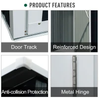 Outsunny Corrugated Steel Single Door Storage Garden Shed Outdoor Equipment Tool Sloped Roof - Grey(m-7)
