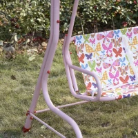 huśtawka z dachem huśtawka dziecięca stelaż zewnętrzny 3–8 lat metal różowy(m-8)